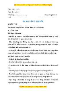 Giáo án Quần xã sinh vật Sinh học 8 Kết nối tri thức
