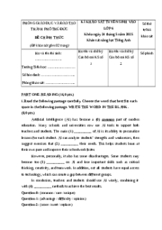 Đề thi tuyển sinh vào lớp 6 Tiếng Anh 2025 phòng GD&ĐT TP Thủ Đức (Tp.HCM)