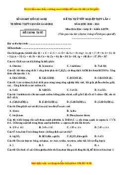 Đề thi thử Hóa Học trường Chuyên Gia Định lần 1 năm 2021