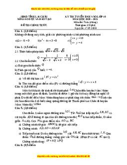 Đề thi vào 10 môn Toán tỉnh Lai Châu (Hệ không chuyên) năm 2021