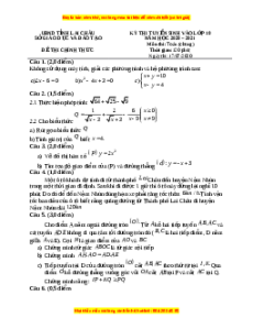 Đề thi vào 10 môn Toán tỉnh Lai Châu (Hệ không chuyên) năm 2021