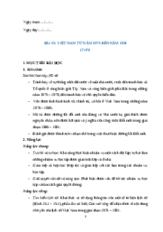 Giáo án Bài 15 Lịch sử 9 Cánh diều: Việt Nam từ năm 1975 đến 1991