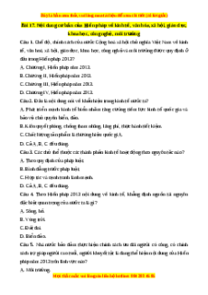 Trắc nghiệm Bài 17 KTPL 10 Kết nối tri thức: Nội dung cơ bản của Hiến pháp về kinh tế, văn hóa, xã hội, giáo dục, khoa học, công nghệ, môi trường