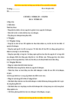 Giáo án Nitrogen Hóa học 11 Kết nối tri thức