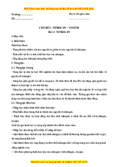 Giáo án Nitrogen Hóa học 11 Kết nối tri thức