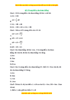 Trắc nghiệm Trung điểm của đoạn thẳng Toán 6 Chân trời sáng tạo