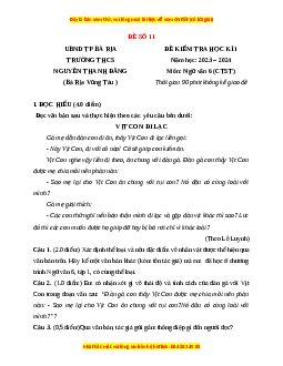 Đề thi cuối kì 1 Ngữ văn 6 Chân trời sáng tạo (đề 11)
