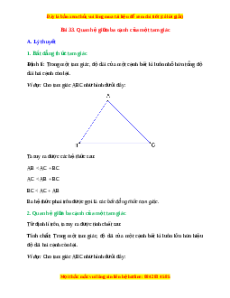 Lý thuyết Bài 33: Quan hệ giữa ba cạnh của một tam giác