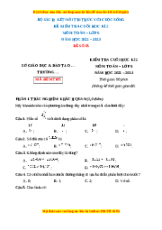 Đề thi cuối kì 2 Toán 6 Kết nối tri thức (Đề 5)