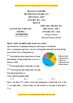 Đề thi cuối kì 2 Toán 7 Cánh diều có đáp án (Đề 10)