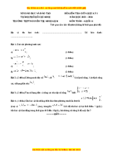 Đề thi giữa kì 1 Toán 11 trường THPT Nguyễn Thị Minh Khai - TP Hồ Chí Minh năm 2023-2024