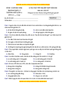 Đề thi thử tốt nghiệp Lịch sử trường THPT Lý Thường Kiệt - Bắc Ninh lần 1 năm 2024