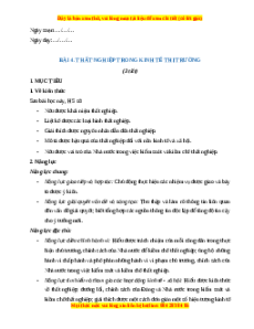 Giáo án Bài 4 KTPL 11 Chân trời sáng tạo: Thất nghiệp trong kinh tế thị trường