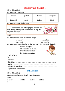 Bộ 10 đề thi Giữa kì 1 Tiếng Việt lớp 1 Kết nối tri thức có đáp án