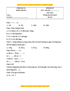 Đề thi cuối kì 1 Toán lớp 3 Cánh diều - Đề 19