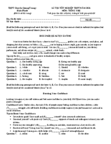 Đề thi thử tốt nghiệp Tiếng Anh 2025 THPT Chuyên Quang Trung - Bình Phước