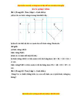 Giải Sgk Toán lớp 3 Bài 52: Hình vuông (Cánh diều)