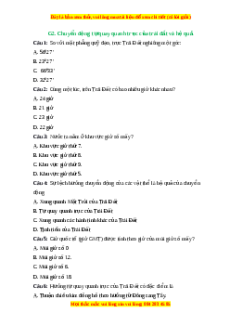 Trắc nghiệm Bài 7 Địa lí 6 Kết nối tri thức: Chuyển động tự quay quanh trục của Trái Đất và hệ quả