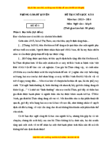 Đề thi cuối kì 2 Ngữ văn 8 Chân trời sáng tạo (Đề 3)