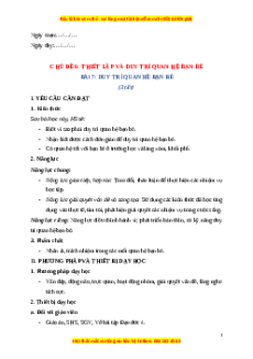 Giáo án Bài 7 Đạo đức lớp 4 Kết nối tri thức: Duy trì quan hệ bạn bè