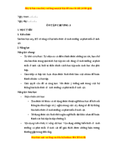 Giáo án Ôn tập chương 3 Sinh học 11 Chân trời sáng tạo