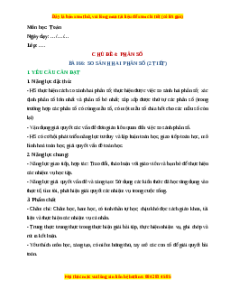 Giáo án So sánh hai phân số Toán lớp 4 Chân trời sáng tạo