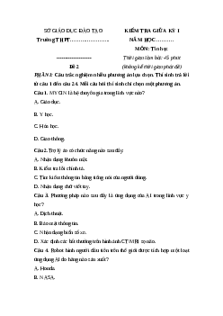 Đề thi giữa kì 1 Tin học 12 Cánh diều tạo (Đề 2)