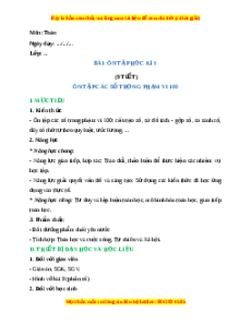 Giáo án Ôn tập học kì 1 - Ôn tập các số trong phạm vi 100 Toán 2 Chân trời sáng tạo