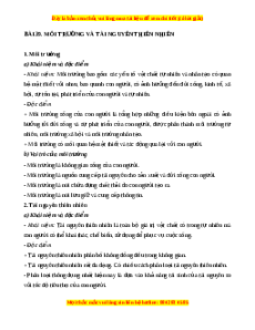 Lý thuyết Bài 39 Địa lý 10 Chân trời sáng tạo: Môi trường và tài nguyên thiên nhiên