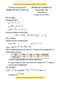 Đề thi cuối kì 1 Toán 8 Kết nối tri thức Phòng GD&ĐT Thanh Oai-Hà Nội