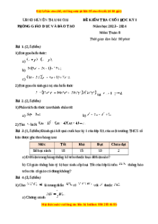 Đề thi cuối kì 1 Toán 8 Kết nối tri thức Phòng GD&ĐT Thanh Oai-Hà Nội