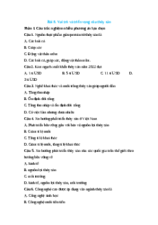 Trắc nghiệm Bài 8: Vai trò và triển vọng của thủy sản Công nghệ 12 Lâm nghiệp-Thủy sản Kết nối
