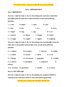 Trắc nghiệm Unit 2: Urbanisation Tiếng Anh 12 chương trình thí điểm