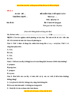 Đề thi cuối kì 2 Hóa Học 11 Chân trời sáng tạo (Đề 3)