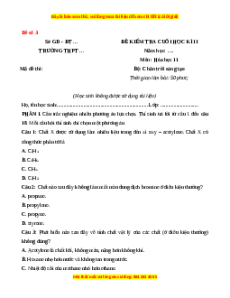 Đề thi cuối kì 2 Hóa Học 11 Chân trời sáng tạo (Đề 3)