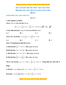 Đề thi giữa kì 1 Toán 8 Kết nối tri thức (Đề 3)