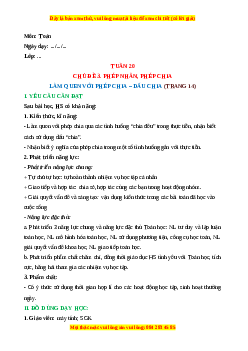 Giáo án Làm quen với phép chia – dấu chia Toán lớp 2 Cánh diều