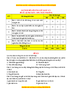 Đề thi giữa kì 1 Lịch sử 11 Kết nối tri thức (đề 1)