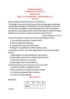 30+ Đề thi ĐGNL ĐHQG TP.HCM VACT môn Kinh tế pháp luật