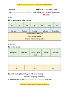 Bài tập cuối tuần Tiếng việt lớp 1 Tuần 19 Chân trời sáng tạo (có lời giải)