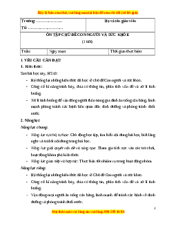 Giáo án Khoa học lớp 4 (Cánh diều): Ôn tập chủ đề Con người và sức khỏe