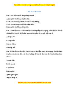 Trắc nghiệm Lực ma sát Vật lí 10 Kết nối tri thức