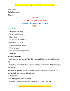 Giáo án Toán lớp 2 Chân trời sáng tạo học kì 1