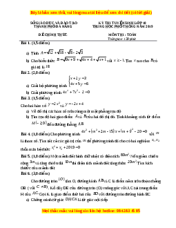 Đề thi vào 10 môn Toán tỉnh Đà Nẵng năm 2020