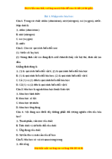 Trắc nghiệm Nhập môn Hóa học Hóa học 10 Chân trời sáng tạo