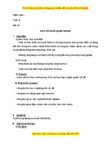Giáo án Một số muối quan trọng Hóa học 9