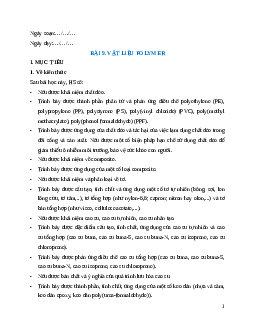 Giáo án Bài 9 Hóa học 12 Cánh Diều: Vật liệu polymer