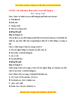 Trắc nghiệm Tin học 7 Bài 5 Chân trời sáng tạo: Mạng xã hội