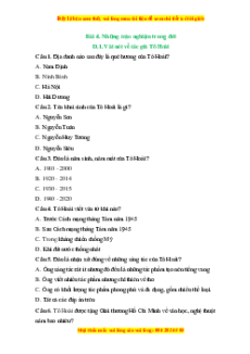 Trắc nghiệm Những trải nghiệm trong đời Ngữ văn 6 Chân trời sáng tạo