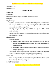 Giáo án Ôn tập chương 2 Sinh học 11 Chân trời sáng tạo